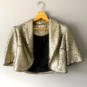 Elevenses Anthropologie, Cropped Gold Jacket, size small